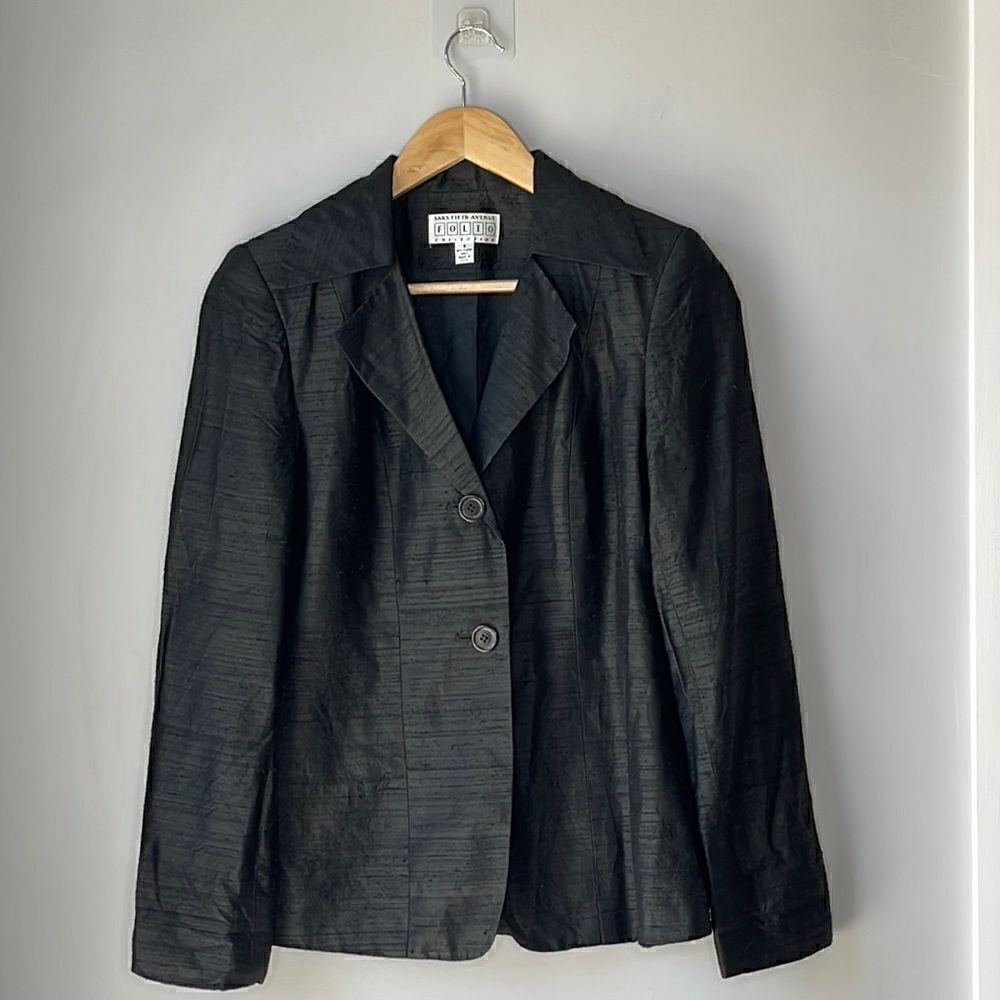 Saks Fifth Avenue Raw Silk FOLIO Collection Blazer